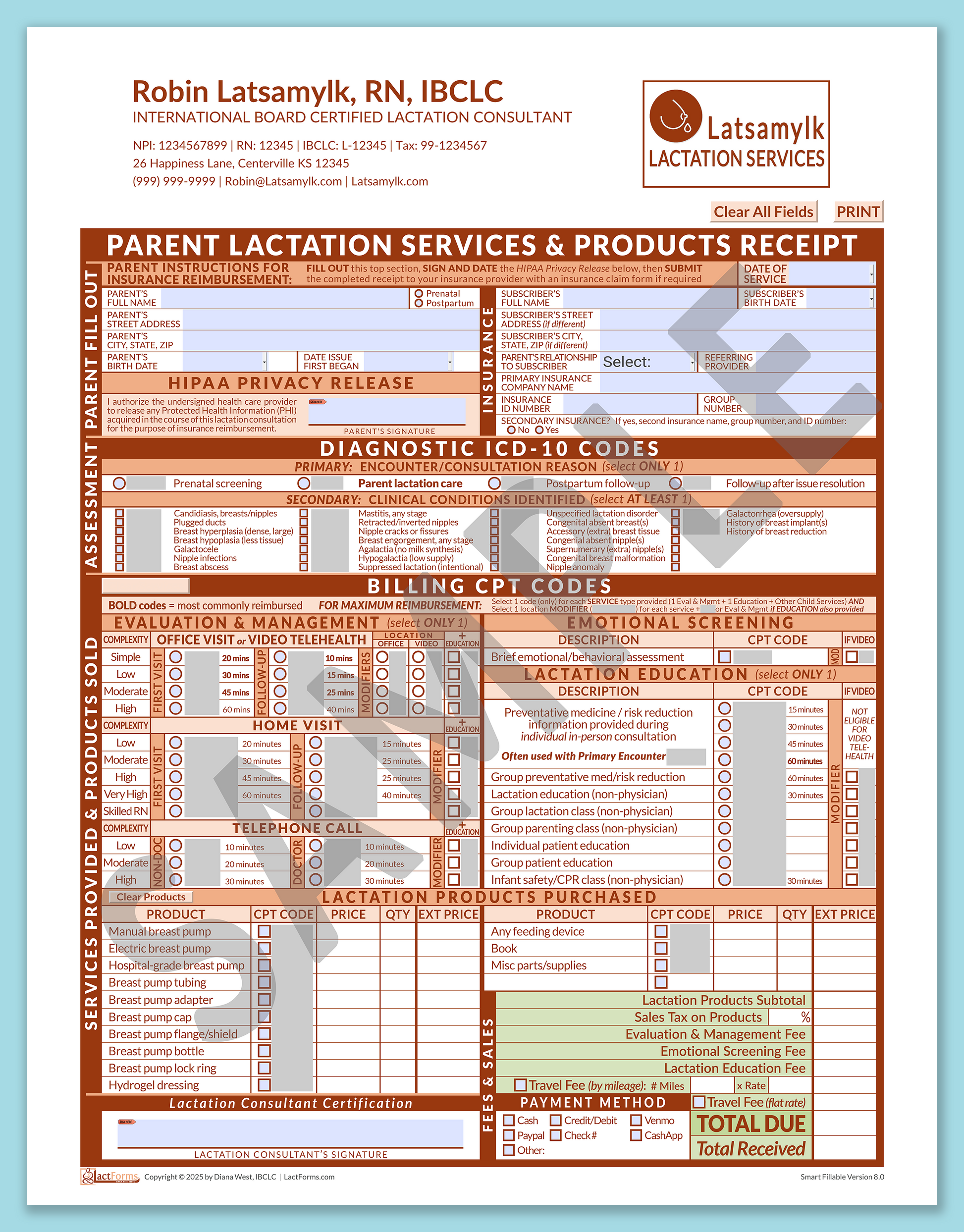 Parent Superbill—SmartFillable, HeaderLogo after editing, Orange, V8.0