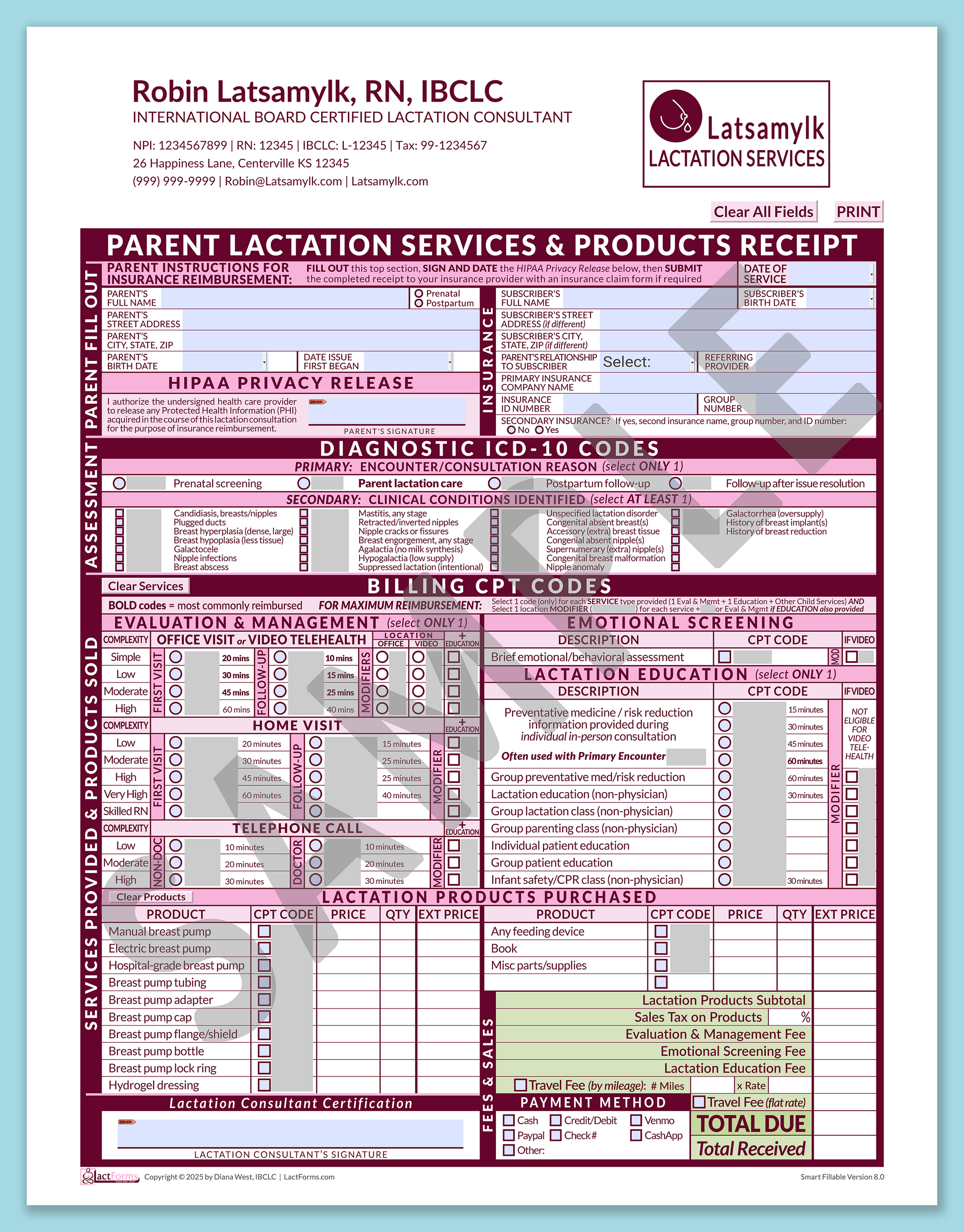 Parent Superbill—SmartFillable, HeaderLogo after editing, Pink, V8.0